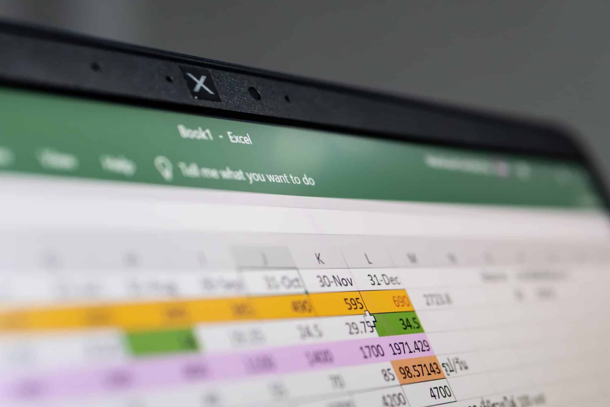 Image de l'interface excel 