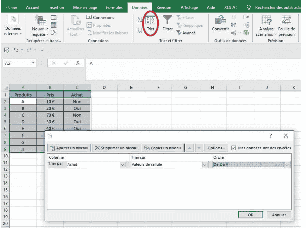 Trier ses données sur Excel dans un certain ordre