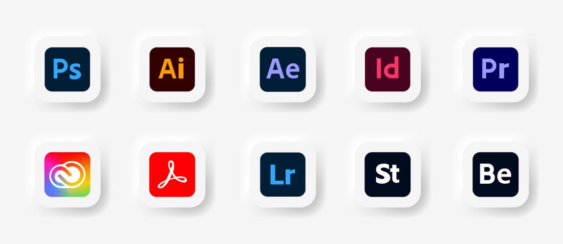 Logos des applications de la suite Adobe