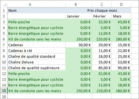 tableau structure excel