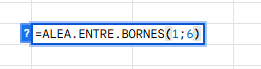 Représentation de la fonction sur Excel