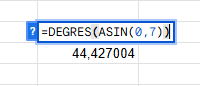 Utilisation de la fonction =DEGRES(ASIN()) dans Excel