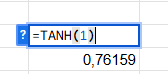 Utilisation formule =TANH sur Excel