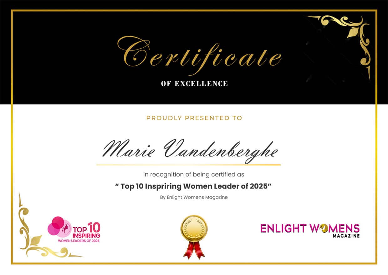 marie vandenberghe inspiring women leader 2025 certificate