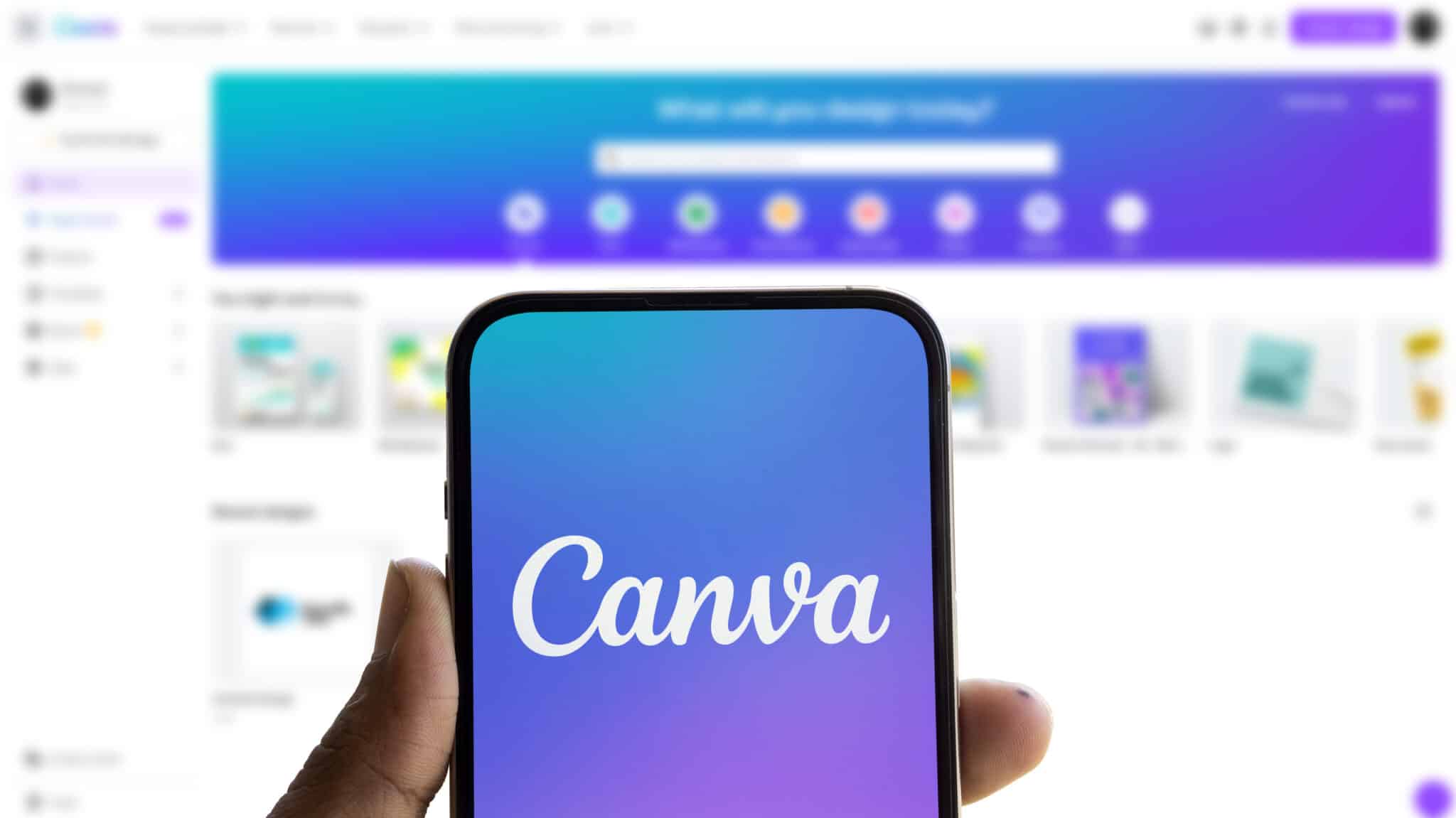 dhaka, bangladesh 17 aug 2024: canva logo is displayed on smartphone. canva is a versatile platform for creating visuals for various purposes.
