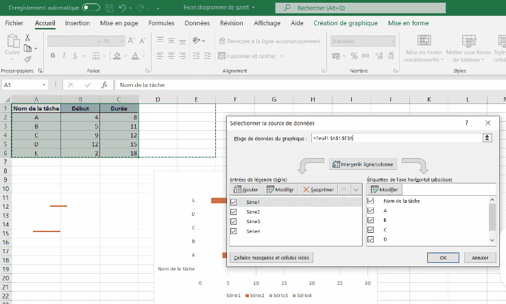 Agrandir la plage de données de son tableau Excel via l’icône « Filtre » de son graphique