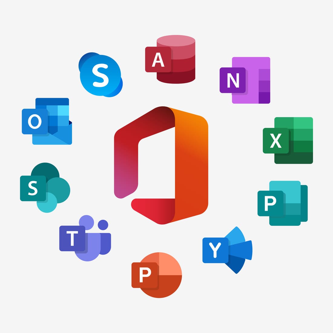 Logo des différentes applications de Microsoft Office